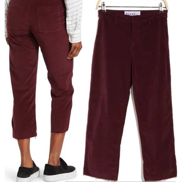 FRANK & EILEEN Kinsale Straight Leg burgundy micro corduroy pants NEW 2 4 - Picture 2 of 7